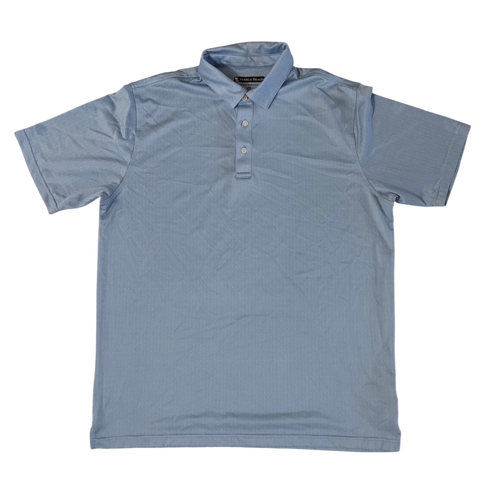 Pebble Beach Polo Mens XL Blue Excellence Dry-Luxe Performance SS 19x32